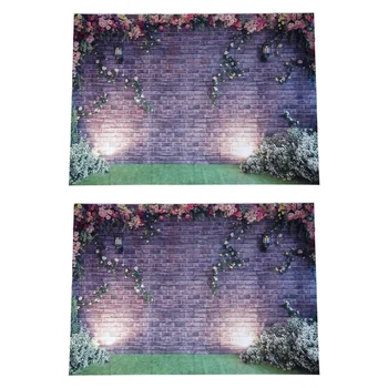 2 komada 7x5 metara Cvijeće, Zid pozadina za Fotografiranje Cigla pozadina Proljeće pozadina Stuido
