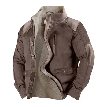 2023, Jesen/Zima, Nova muška jakna sa стоячим ovratnik dugih rukava i višestrukim džepovima, Svakodnevno Retro-taktičko kaput na munje 맨투맨