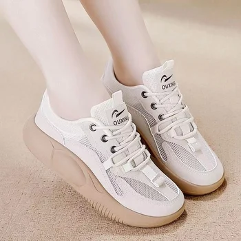 2023 Moderna ženska obuća, ženska вулканизированная cipele čipka-up, Cijele pete, prozračan mrežaste tkanine, casual cipele na platformu za ulice