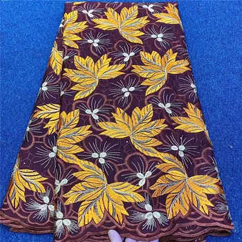 5 metara švicarske čipke tkanina teška beadwork afričke 100% pamučne tkanine švicarski veo čipke dubai je popularan stil 4L06181