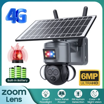 6MP 12X Zoom PTZ Kamera Vanjska Dvosmjerna Audio 4G SIM Cam Kamera Sigurnosti Kućna s Удлинительным Kabel Kamere na Solarne Energije za Farmu