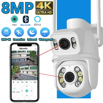 8-Megapikselna IP kamera 4K WIFI s dvije leće PTZ kamera za nadzor, Vanjska Vodootporna Kamera sigurnosti, IC-u Boji noćni vid, Pametna Kuća