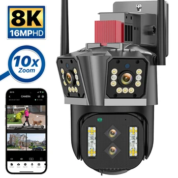 8K 16MP HD IP kamera WiFi Vanjski 10x Zoom i PTZ Kamera Sa četiri Objektivima i tri Ekrana 5K 12MP Automatsko Praćenje video Nadzora IPC360