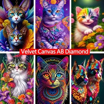 Baršun AB Diamond slika 5D DIY Diamond vez Slatka Mačka Mozaik slika Skup križićima Poklon za doma dekor