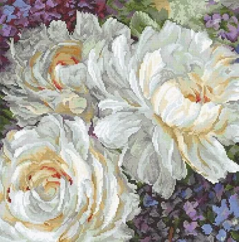 Bijele ruže ulje na platnu cvijet Set za Šivanje Najveću Kvalitetu 14 karatnog Računajući Ručni Vez križem DIY Setovi Setovi za Vezenje dekor
