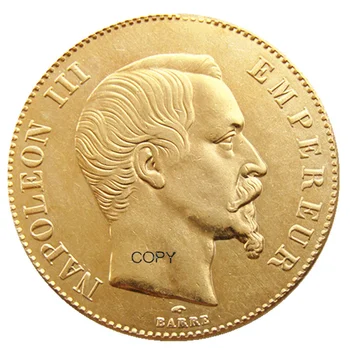 Bilo koji datum Francuska 1855-1859 A B 100 Franaka Napoleon III, Позолоченная Kopija, Украшающая novčić