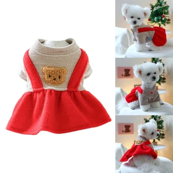 Božićne haljine Za Mačke S Vezom, Odjeća za Medvjeda i Psa, Odijelo djeda mraza za kućne ljubimce, Toplo odijelo