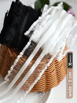 Crno-bijela elastična čipka cvjetne čipke traka širine 1 yard 5 cm za završne resama, Večernje Pljuska s рюшами na vjenčanicu, Šivaći pribor u afričkom stilu