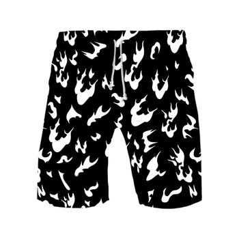 Crno-Bijeli Plamen 3D Plaža Kratke hlače Muške, Ženske Ljetne Sportske Čarobne Plaže Kratke hlače Za Jedrenje Harajuku Vanjska Odjeća, Kratke Hlače