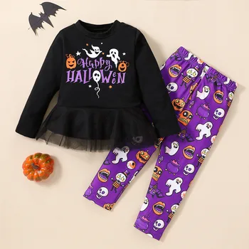 Dječje Odjeće za djecu, Jesenje Kompleti Odjeće s dugim rukavima i po cijeloj površini Bundeve za Djevojčice na Halloween, Duge Hlače, Komplet Odjeće Odjeća od 1 do 4 Godine