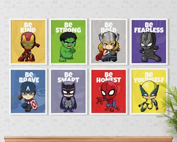 Elastični Zid Umjetnost Marvel Plakati Spavaća soba Grafike Superjunaka Dekoracija Za Dječju Sobu Riječi S Najboljim Željama Za vaše Djece Plakat Znak