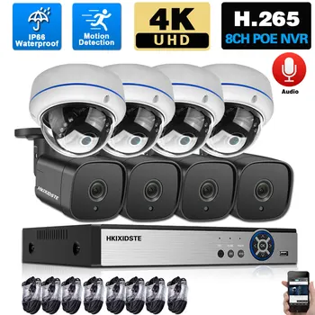 H. 265 8MP 8CH POE NVR Kit Vanjskog Vodonepropusnog video Nadzor POE Kamera Kit sustava Sigurnosti 4K IP Kamera Komplet Sustava za video Nadzor, 4CH int