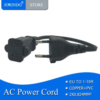 Kabel za napajanje izmjenične struje JORINDO od EU-a do Nema 1-15R, nožica europskih standarda na američkom standardu, adapter za napajanje sa 2 ulaza, kratki kabel duljine 0,3 m