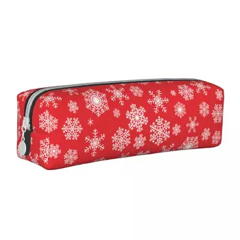 Kutija za olovke s uzorkom Crvene pahulje, Novi Božić, Novogodišnja kutija za olovke, torbica za studente, Veliki kapacitet, Školski pribor, Poklon kutija za olovke