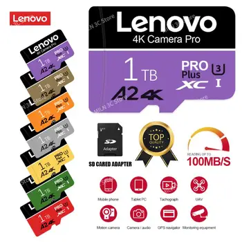 Lenovo 100% Pravi kartica Micro SD TF, 128 GB i 1 TB, 2 TB U3 4K Micro Memory Card Flash Klasa 10 Podrška za mobilne telefone UAV Card Reader