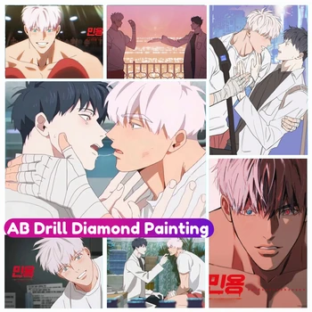 Mignon Koreja Strip AB Diamond slikarstvo Dječaci vole Anime 5D DIY Skup križićima Pun Trg Okrugla Pločica vez Kućni dekor