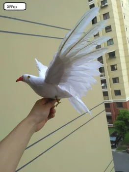 novi model bijele golubice u stvarnom životu, krila od pjene i perja, голубиная ptica oko 30x45 cm xf0040