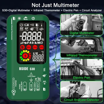 Pametni Digitalni Multimetar BSIDE Infracrveni Temperatura 15 U led Diodni Tester True RMS 9999 Istosmjernog i Izmjeničnog Napona Punjiva Мультитетр DMM