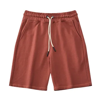 Pamučne kratke hlače premium klase iz dugog sna težine 360 g, ljetni modni ravnici jednostavne besplatne crvene hlače srednje dužine Unisex