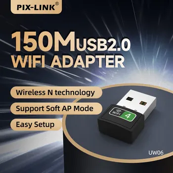 PIX-LINK UW06 USB WiFi Adapter PC 150 M Od 2,4 Ghz i 802.11 n Bežična mrežna kartica Antena sa visokim pojačanjem USB Kompjuterska adapter