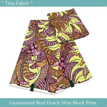 Pravi Visokokvalitetna tkanina Ankara Nizozemski Batik, koristi za šivanje, 6 metara 100% pamuk, Super Super Afrička tkanina od waxy-sjaj i glamurozni po cijeloj površini