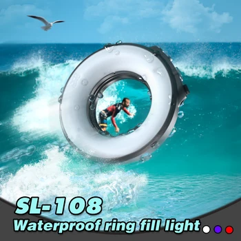 Ring lampa Strbea 1200LM Podvodna bljeskalica Ukupna skladište 67 mm navojem objektiv 4 mod 3 boje s punjenja preko USB-a Vodootporno bljeskalica