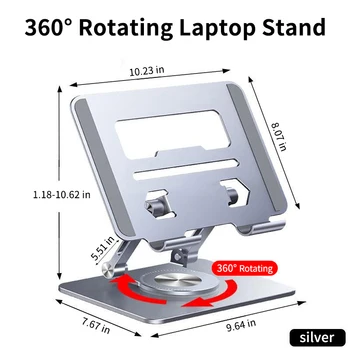 Stalak za laptop Od Aluminijske Legure s mogućnošću okretanja za 360 ° Sklopivi Laptop Tablet Macbook Laptop Sklopivi Držač Hlađenja nosač Podrška