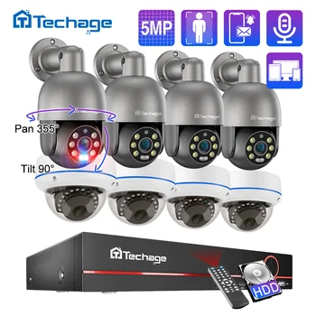 Techage H. 265 8CH 5MP POE Camera System PTZ Dome Kamere za Detekciju Osoba CCTV Video Home Security video Nadzor Komplet P2P Zazor