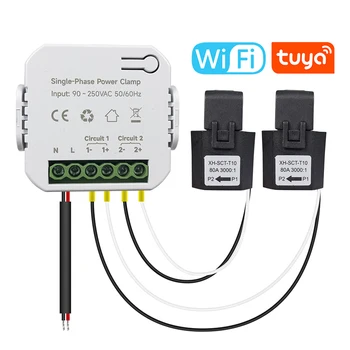 Tuya Wifi Jednofazni brojilo energije 80A CT Stezaljke App Kws Monitor potrošnje energije Statistika električne energije 90-250VAC 50/60 Hz