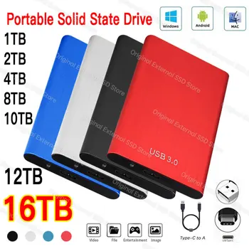 Tvrdi disk Vanjski izvorni 1 TB 16 TB Prijenosni SSD Tvrdi disk USB 3.0 high speed brzi prijenos PODATAKA 2 TB za laptop/desktop PC-ps5 외장하드