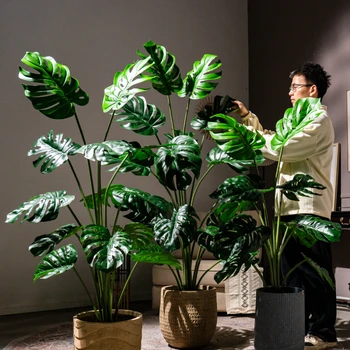 Uređenje zelene biljke Bonsai Ukras Bionic umjetni cvijet Lažni drveće Sobni philodendron Селлум Biljni krajolik