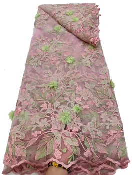 Vez Mrežaste tkanine Čipka Nigerija Afrički 3D cvijet s perlicama 2023 Kvalitetna čipka Francuski cvjetne čipke tkanina za šivanje odjeće