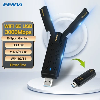 WiFi6E USB3.0 WiFi Adapter AX3000 tri-band 2,4 G/5G /6GHz Bežična Mrežna kartica, WiFi Ključ Wlan Prijemnik Za Win10/11 Bez vozača