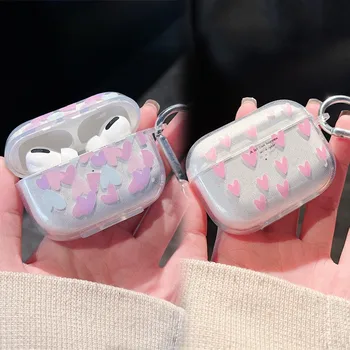 Za AirPods Pro 2 1 Torbica sa sjajnim сердечком, mekana silikonska torbica Za Apple AirPods 3 2 1, Moderan okvir za punjenje slušalice, omotnica