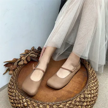 Zapatos Mujer / Ženske cipele ravnim cipelama s okruglim vrhom, Ženske Modne Слипоны, Ugodne Ženske cipele od prave kože, Zapatillas 2023