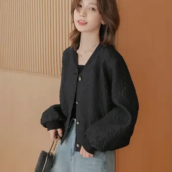 Демисезонный korejski stil, monotono jakna s jednostavnim tipke, donje elegantan moderan univerzalni tanki kaput, ženski kardigan, gornja odjeća